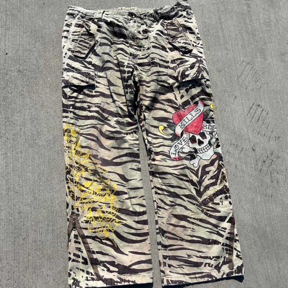 Very Rare Ed Hardy Love Kills Slowly by Christian Audigier Cargo Pants 38x34